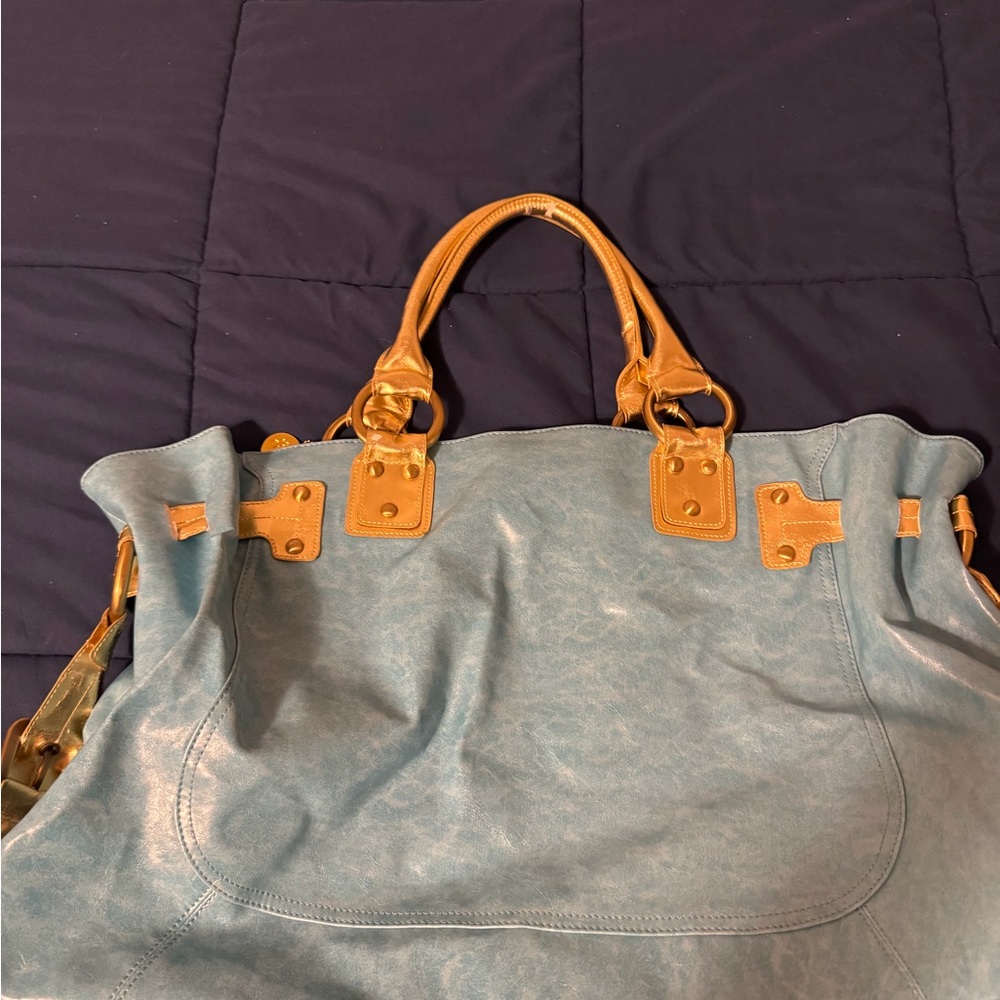 Stylish Blue and Tan Women's Bag - Picture 3 of 11